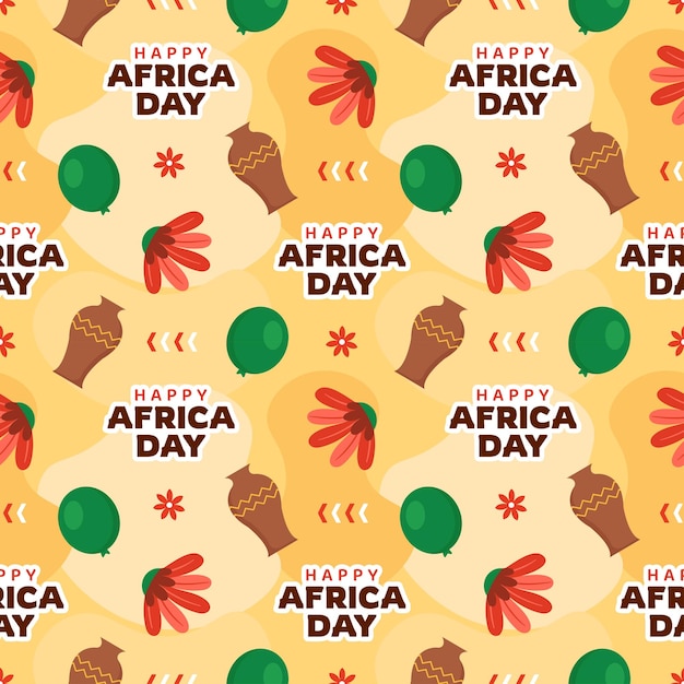 Feliz día de áfrica ilustración de patrones sin fisuras con decoración de figuras tribales africanas de cultura