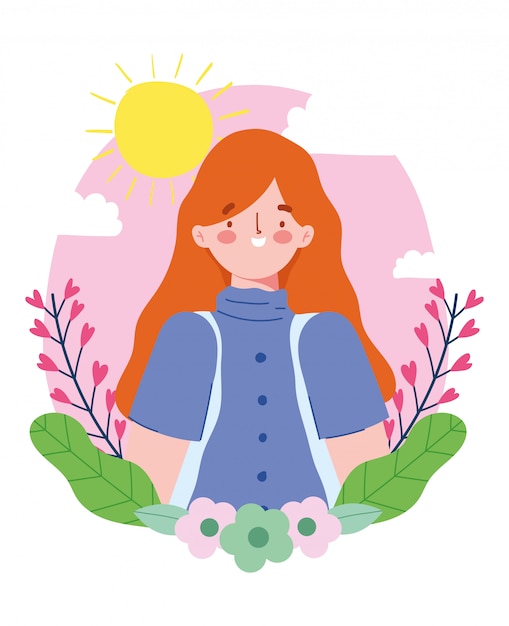 Feliz día de la amistad, celebración de eventos especiales de dibujos animados de retrato de mujer hermosa