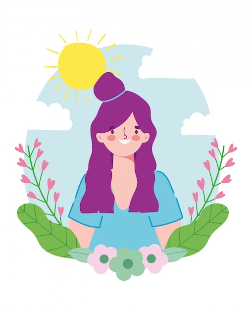 Feliz día de la amistad, celebración de eventos especiales de personaje de dibujos animados hermosa mujer