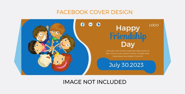 Vector feliz día de la amistad diseño de portada de facebook con fondo de color cielo