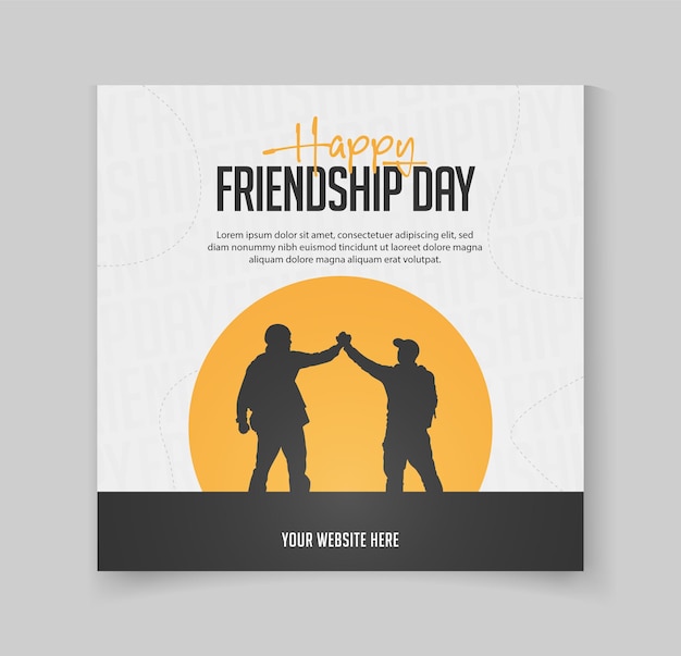 Feliz Día de la Amistad diseño de post con a amigo estrechar la mano para el post de las redes sociales