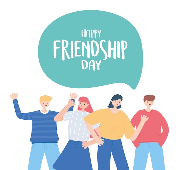 Feliz día de la amistad, diverso grupo de amigos amigos, celebración de eventos especiales