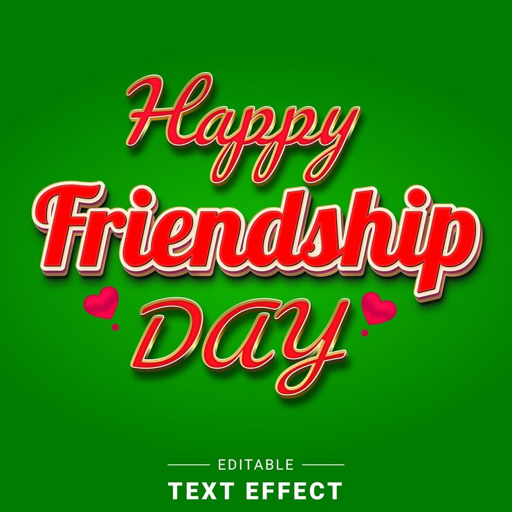 Vector feliz día de la amistad efecto de texto 3d