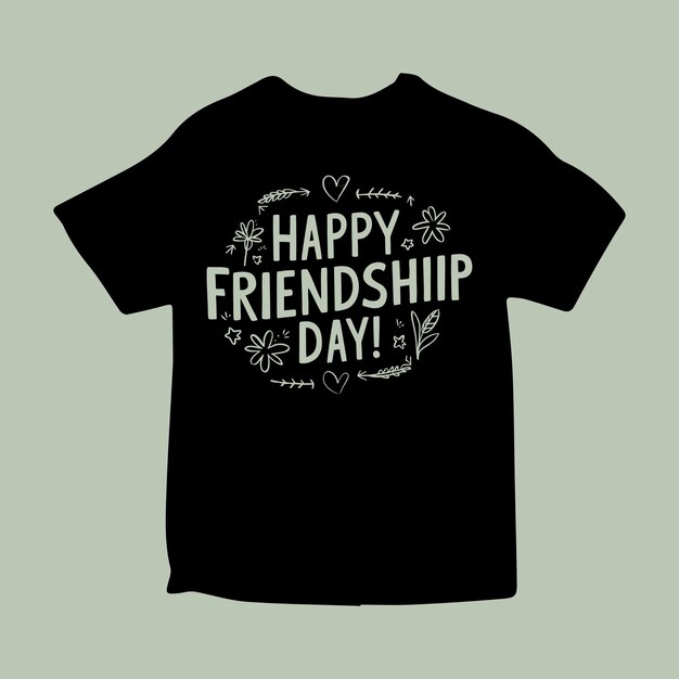Feliz día de la amistad vector tipografía con corazones lindos y camiseta de día de la amistad