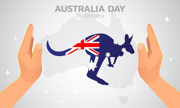 Feliz día de australia. banner y volante de diseño de fondo, postal, celebración. ilustración vectorial