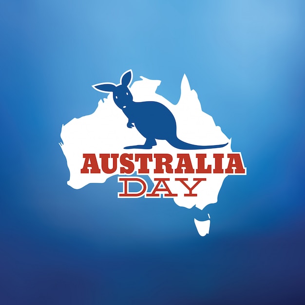 Feliz día de australia tipográfico diseño vectorial con canguro