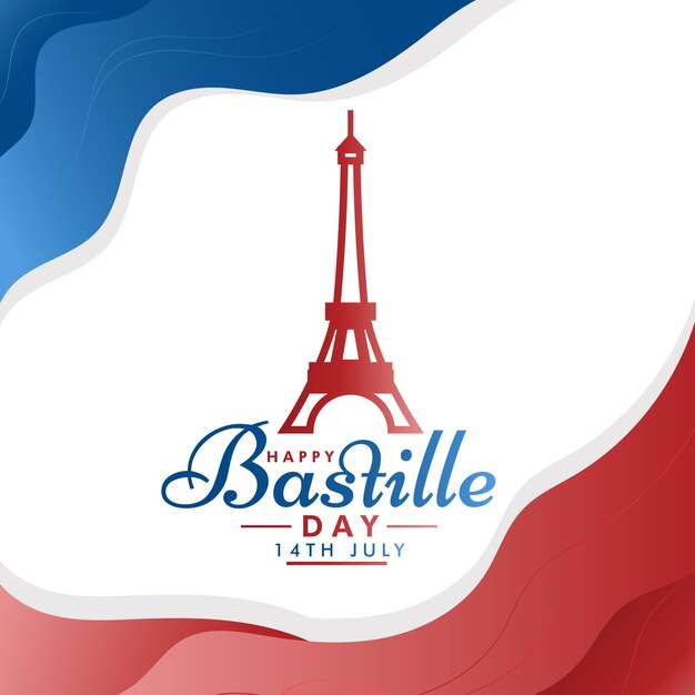 Feliz Día de la Bastilla 14 de julio Día Nacional de la Torre Eiffel Francia copyspace saludo vector de fondo