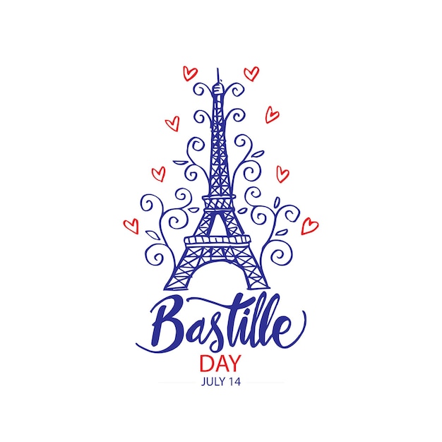 Feliz día de la bastilla 14 de julio tarjeta de felicitación navideña con la torre eiffel