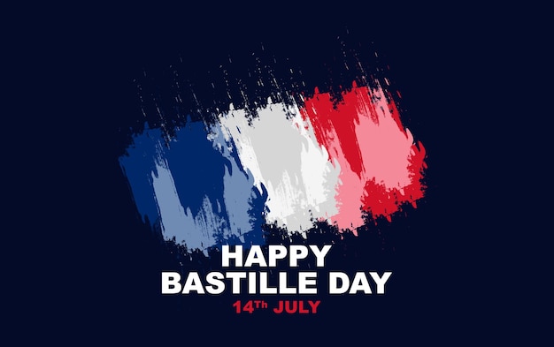 Feliz Día de la Bastilla, una fiesta nacional celebrada el 14 de julio en el diseño de tarjetas de felicitación de Francia