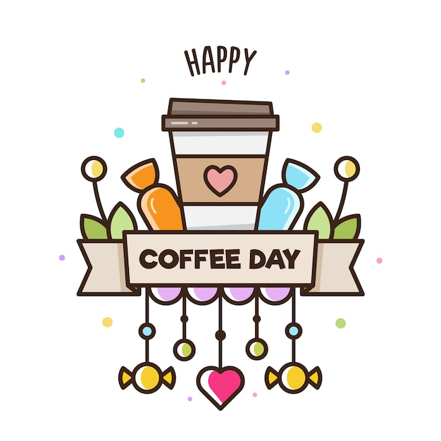 Feliz dia del cafe ilustración del café.