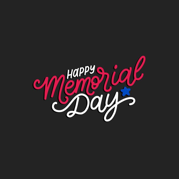 Feliz Día de los Caídos frase manuscrita en vector Ilustración de fiesta nacional americana con estrellas de color Afiche festivo invitación de tarjeta de felicitación, etc.