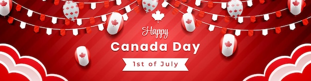 Vector feliz día de canadá vector banner tarjeta de felicitación bandera ondulada canadiense en 1 de julio