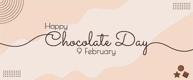 Feliz Día del Chocolate Texto con guión Laminado a mano. Diseño de banner de tarjeta de felicitación de semana de San Valentín