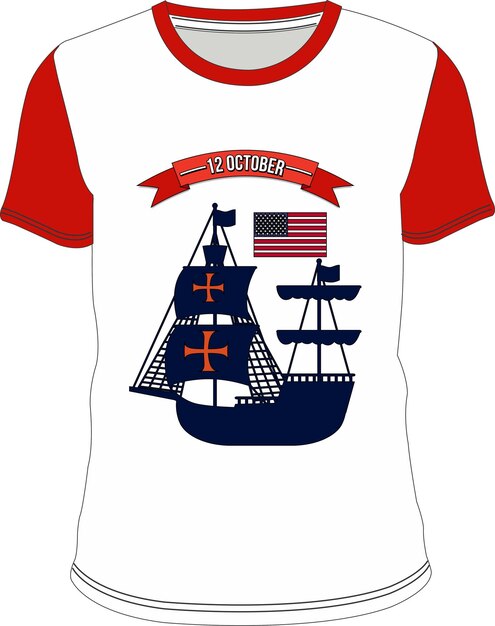 Feliz día de Colón Vintage Vector de diseño de camisetas