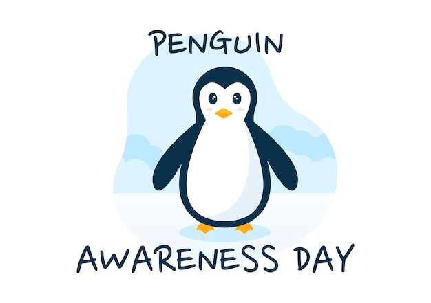 Feliz día de la concienciación sobre los pingüinos el 20 de enero para mantener la población de pingüinos en la ilustración