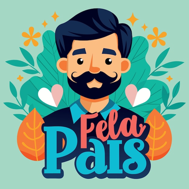 Vector feliz dia dos pais escritos del día del padre en la tarjeta de celebración de brasil para papá