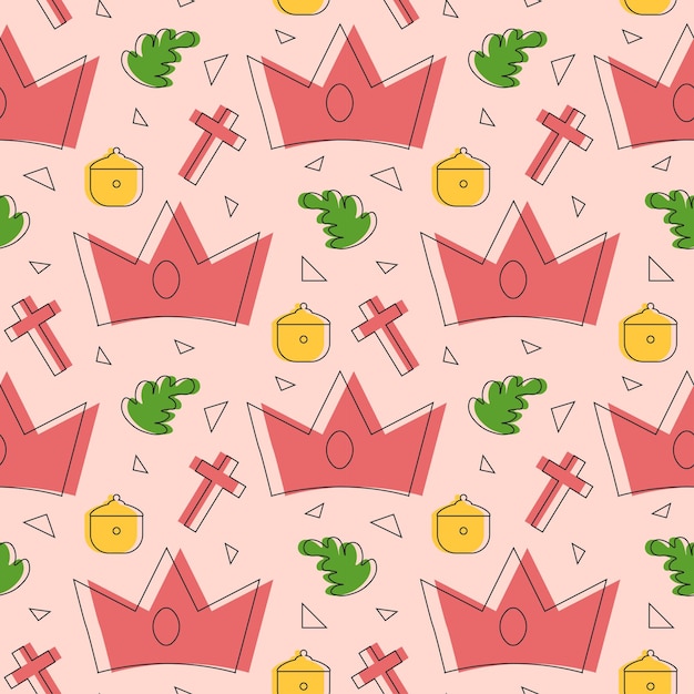 Feliz Día de la Epifanía Diseño de patrones sin fisuras Festival cristiano a la fe en ilustración de dibujos animados planos