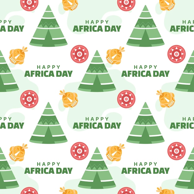 Feliz Día de África Diseño de patrones sin fisuras con cultura Figuras tribales africanas Decoración Ilustración