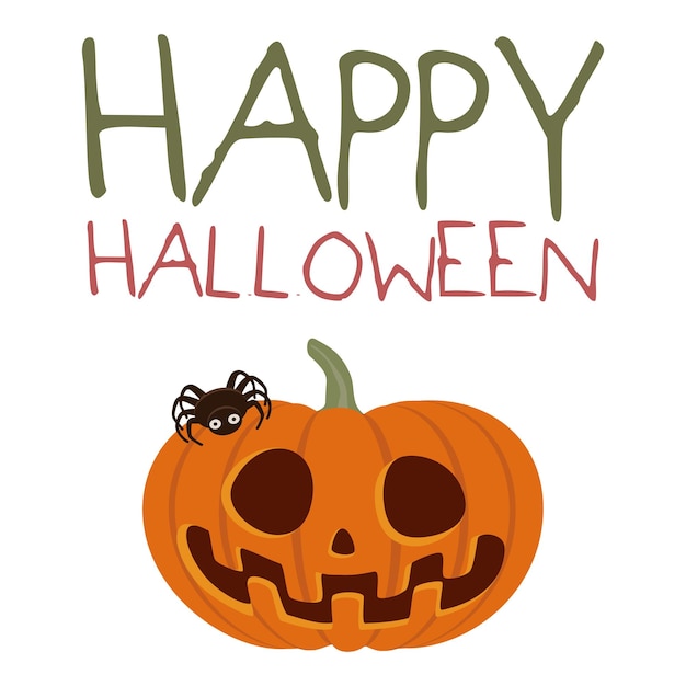 Feliz día de Halloween póster o bandera plantilla vectorial de Halloween luna grande calabaza sombrero de mago fantasma