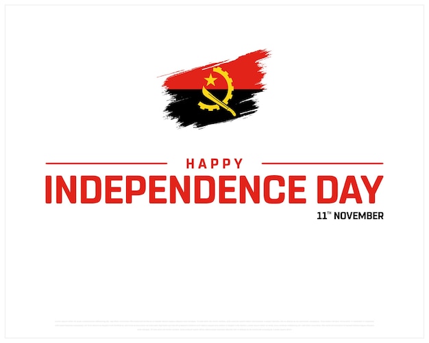 Feliz Día de la Independencia de Angola Diseño sobre un fondo blanco con diseño vectorial de tipografía de bandera de pincel
