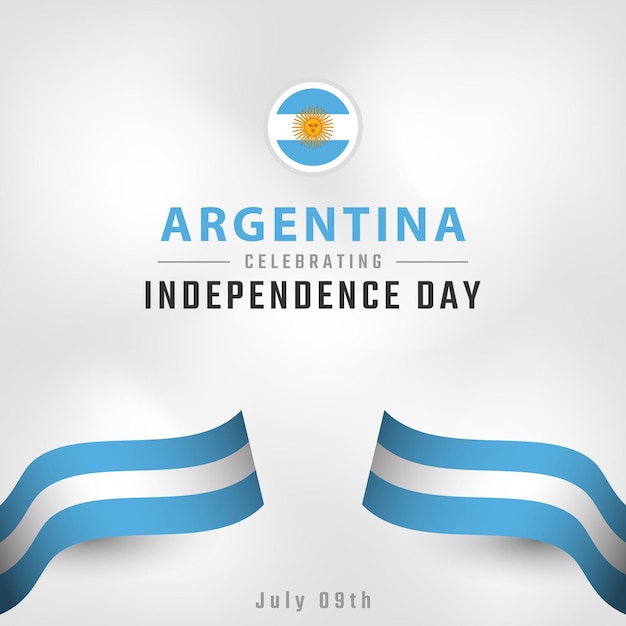 Feliz Día de la Independencia de Argentina 9 de julio Plantilla de diseño de vectores de celebración para cartel Banner