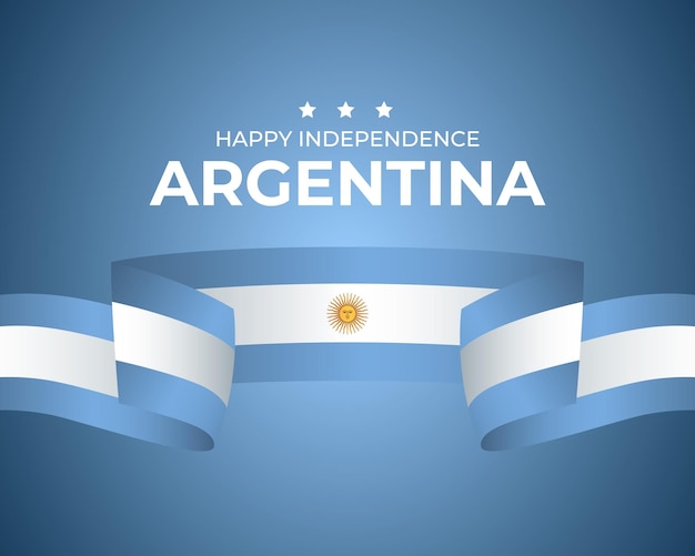 Feliz Día de la Independencia de Argentina Diseño Día de la Independiencia de Argentina con la bandera de las olas