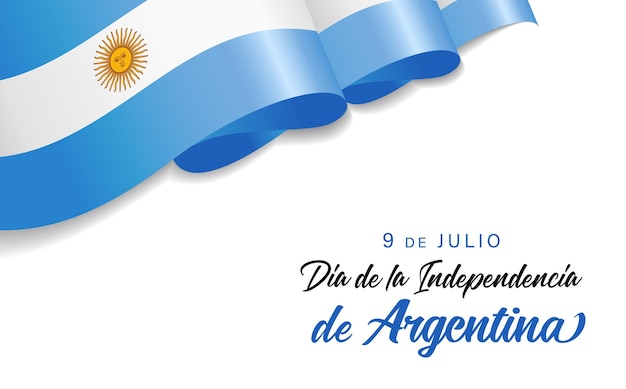 Feliz Día de la Independencia de Argentina Diseño de tarjeta de felicitación con marco de bandera en 3D