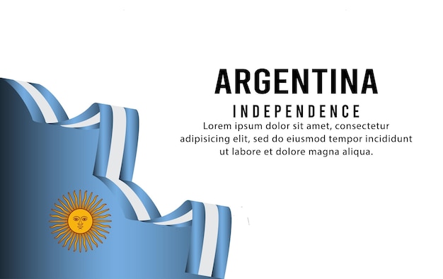 Feliz día de la independencia de Argentina fondo con letras de tipografía y bandera. ilustración vectorial.