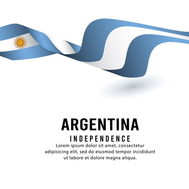 Feliz día de la independencia de Argentina fondo con letras de tipografía y bandera. ilustración vectorial.