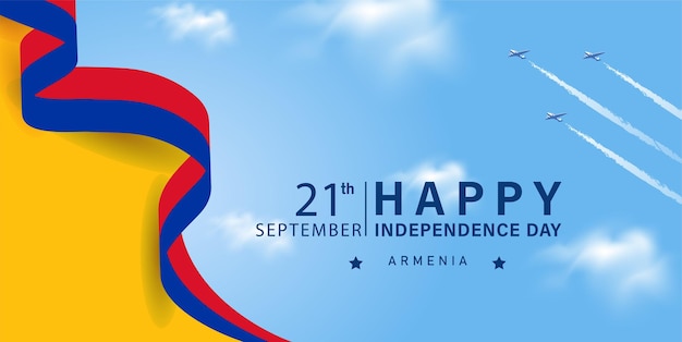 Vector feliz día de la independencia de armenia ilustración vectorial con bandera.