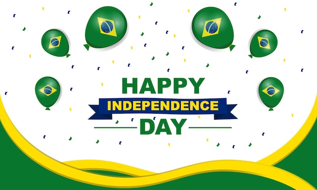 Feliz día de la independencia Brasil tarjeta de felicitación con diseño gráfico de vector de cinta