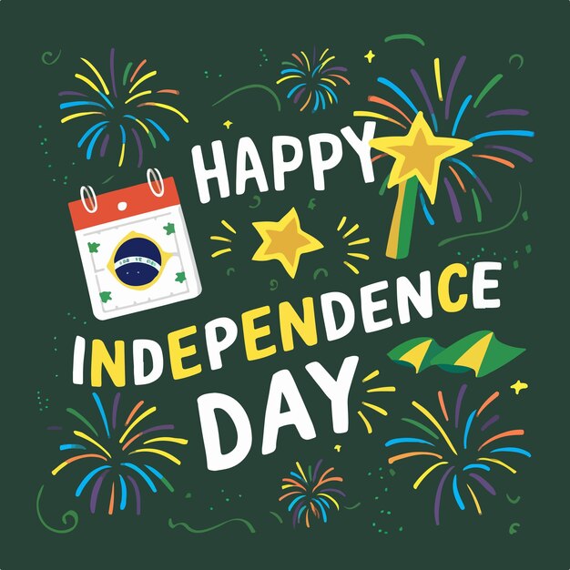 feliz día de la independencia brasileño diseño de ilustración vectorial