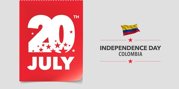 Feliz día de la independencia de colombia. fondo del día nacional colombiano 20 de julio con elementos de bandera en un diseño horizontal creativo