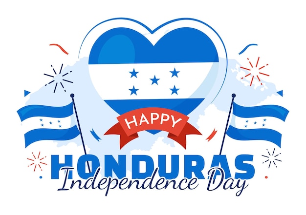 Feliz Día de la Independencia de Honduras Ilustración vectorial el 15 de septiembre con fondo de bandera ondeante