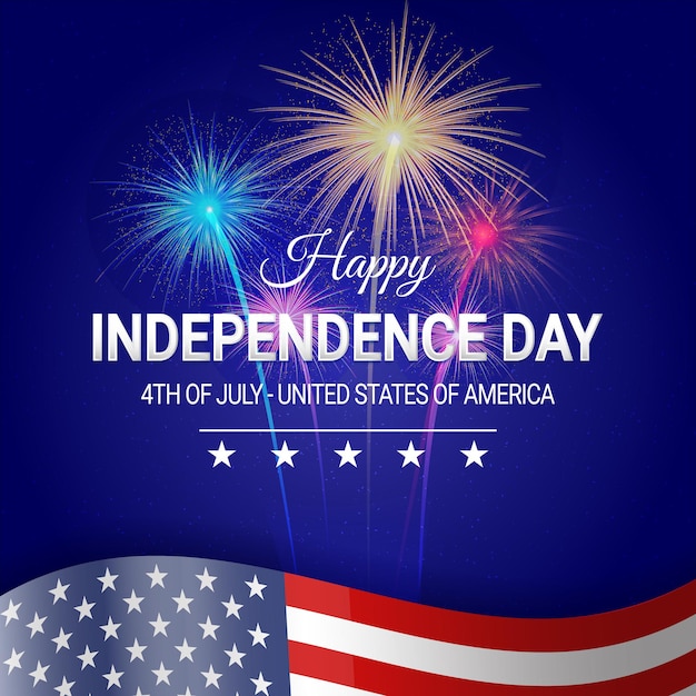 Feliz día de la independencia ilustración vectorial con fuegos artificiales ilustración vectorial del día de los presidentes