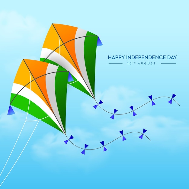 Feliz día de la independencia en la India el 15 de agosto cometa de color trio