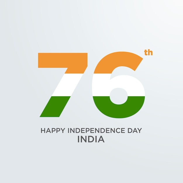 Feliz Día de la Independencia India Diseño número 76 hecho de la bandera india mientras India celebra su 76º