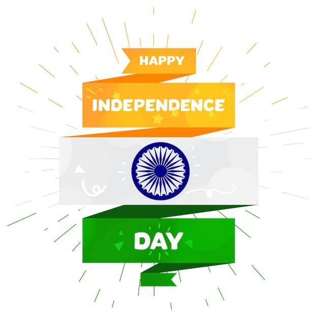 Feliz día de la Independencia de la India Plantilla de saludo con rueda Ashoka 15 de agosto Elementos de diseño para la celebración de cartones impresos Vector