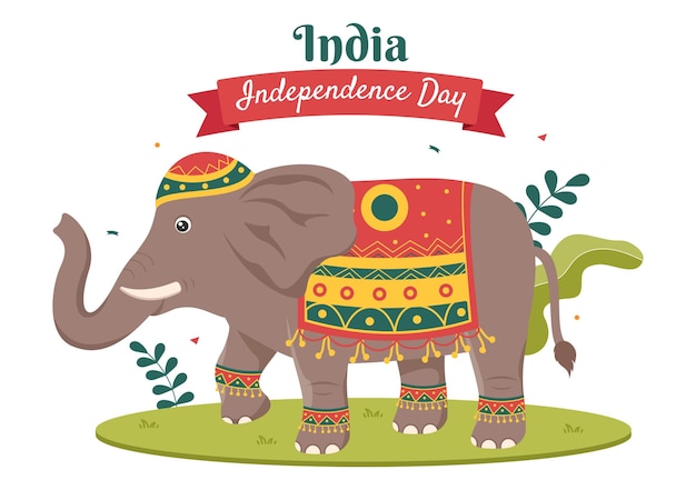 Vector feliz día de la independencia de la india, que se celebra cada agosto con banderas en la ilustración