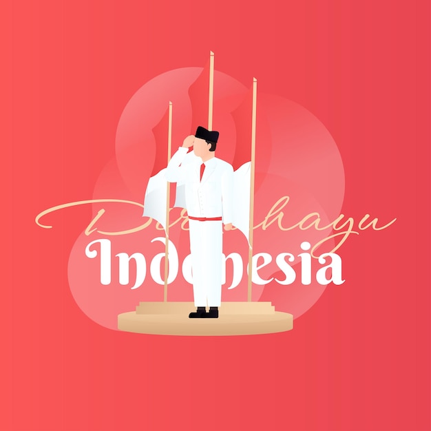Feliz día de la independencia de Indonesia 17 de agosto fondo de celebración y tarjeta de felicitación