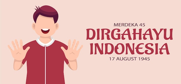 Feliz día de la independencia de indonesia tarjeta de felicitación. Ilustración vectorial