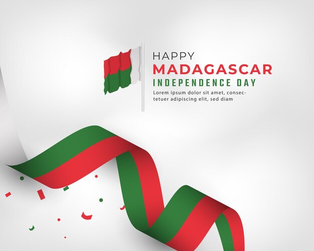 Feliz Día de la Independencia de Madagascar 26 de junio Celebración de carteles publicitarios Tarjetas de felicitación