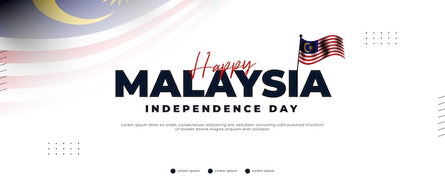 feliz día de la independencia de malasia banner de saludo con elementos de bandera