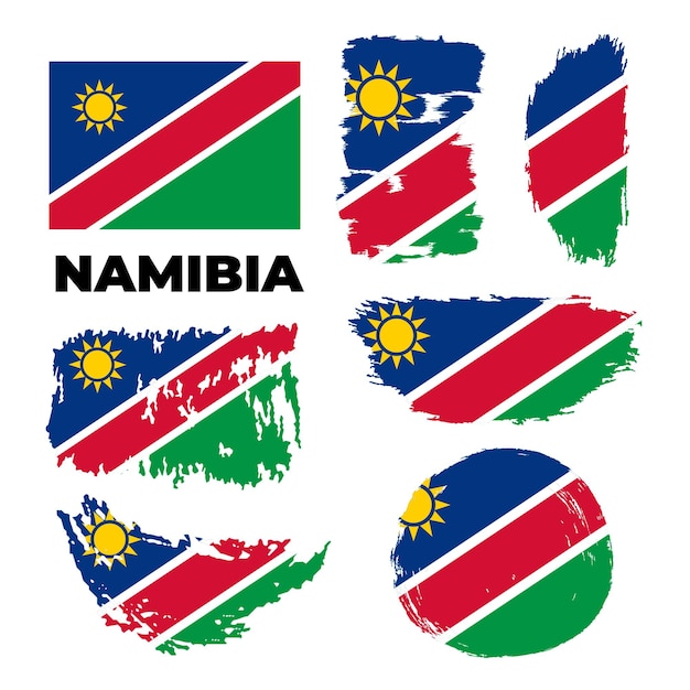 Feliz día de la independencia de NamibiaBandera grunge pintada con pincel del país de Namibia