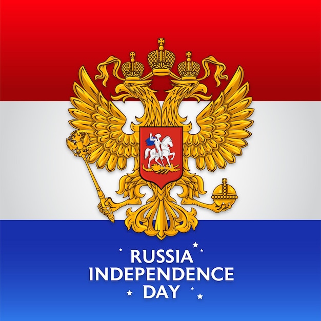 Feliz día de la independencia de Rusia con el emblema de la Federación de Rusia