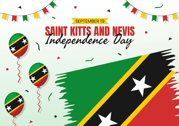 Feliz Día de la Independencia de Saint Kitts y Nevis Ilustración vectorial con fondo de la bandera del país