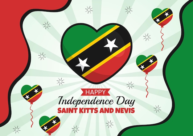 Feliz Día de la Independencia de Saint Kitts y Nevis Ilustración vectorial con fondo de la bandera del país