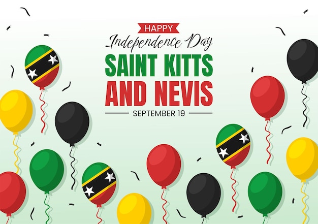 Feliz Día de la Independencia de Saint Kitts y Nevis Ilustración vectorial con fondo de la bandera del país