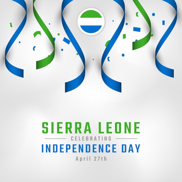 Feliz día de la independencia de sierra leona 27 de abril vector de celebración para carteles publicitarios