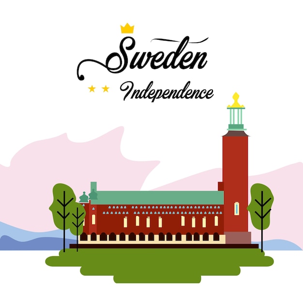 Feliz día de la independencia de Suecia Vector Plantilla Diseño Ilustración